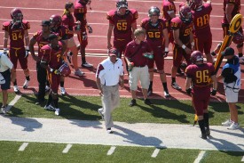 Coach Russ Martin earned his first win with CMU in South Dakota against Black Hills State University Saturday.
