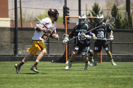 Attacker Austin Pridham looks for a shot on goal against WILA-rival Adams State on Saturday.