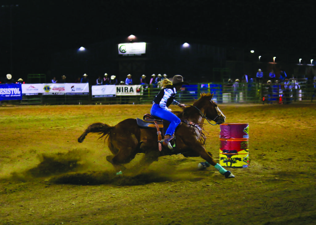 CMU women’s team rodeo team member. competes in the barrel racing event, where they run a pattern around the obstacles. 
Wylee Mitchell has the second most total points in the National Intercollegiate Rodeo Association.