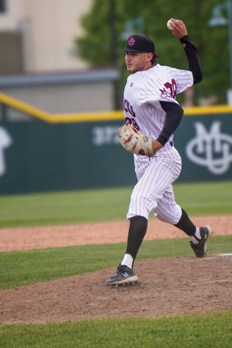 Senior right handed pitcher Evan Bunevich during last year’s RMAC tournament, in which the Mavericks won. This season, Bunevich has only pitched one inning, in which he allowed no runs or walks.
\\ Stone Quinn for The Criterion