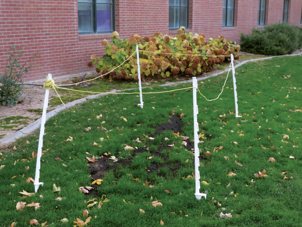 A blocked off point of construction for the geothermal expansion on campus. CMU plans to take further steps toward total energy sustainability.