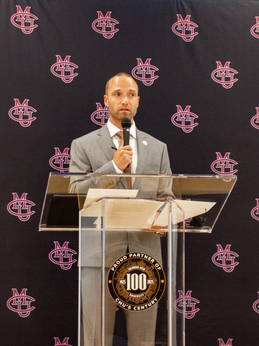 Rob Courtney speaks at his introductory press conference. Courtney formerly worked at CMU as Assistant AD.