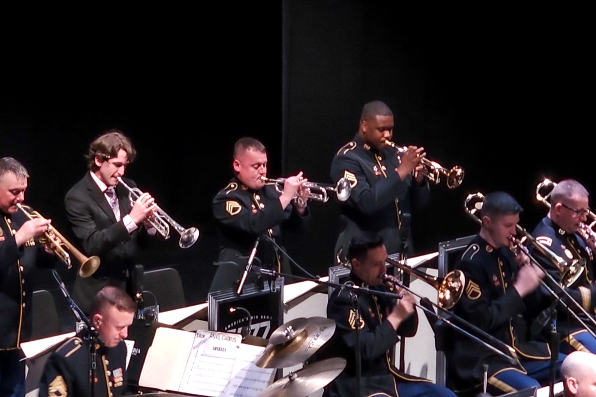 Music performance major Albert Booth plays with The U.S. Army Jazz Band. They graced CMU stages and acted as musical ambassadors to a select few Mavericks.